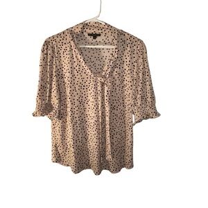 Adrianna Papell Cream and Black 3/4 Sleeve Blouse with Tie Front